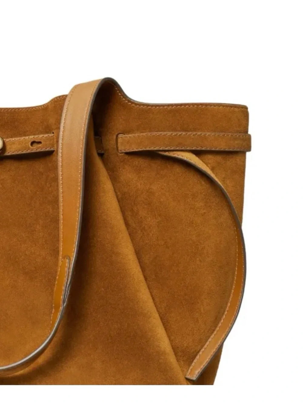 Tory Burch Large Romy Caramel Suede Shoulder Tote Bag